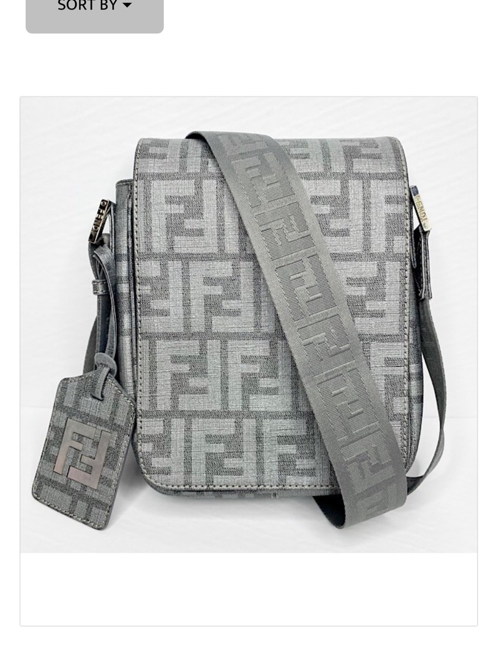 Fendi Gray FF Monogram Messenger Crossbody
